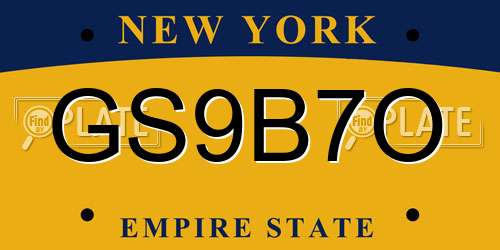 GS9B7O New York License Plate