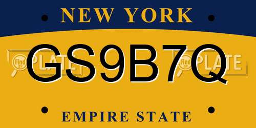 GS9B7Q New York License Plate