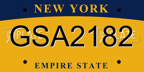 GSA2182 New York License Plate