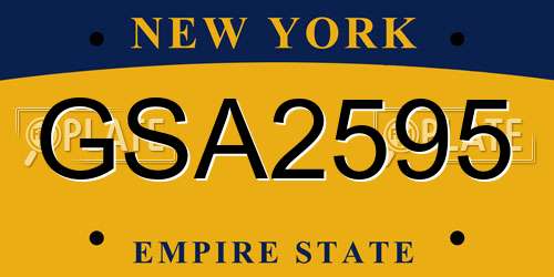 GSA2595 New York License Plate