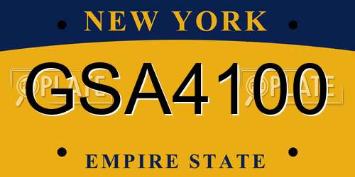 GSA4100 New York License Plate