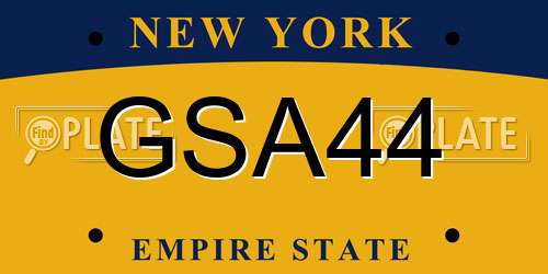 GSA44 New York License Plate