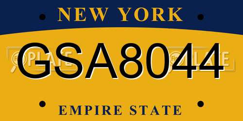 GSA8044 New York License Plate