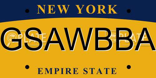 GSAWBBA New York License Plate