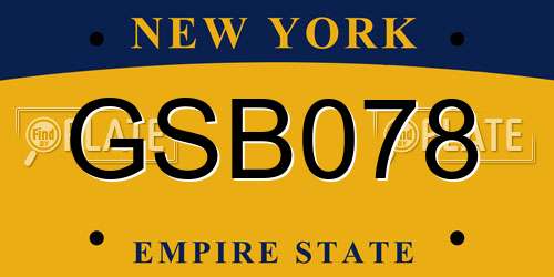GSB078 New York License Plate