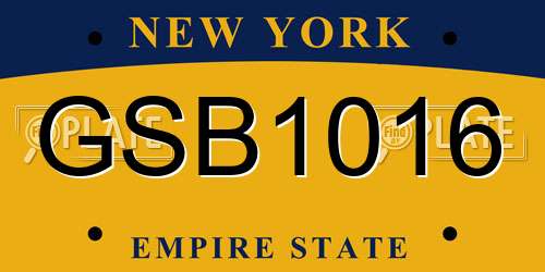 GSB1016 New York License Plate