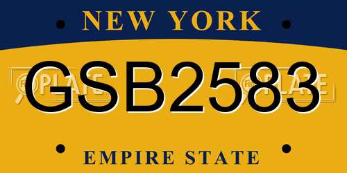 GSB2583 New York License Plate