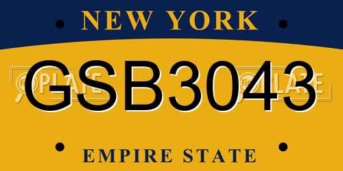 GSB3043 New York License Plate