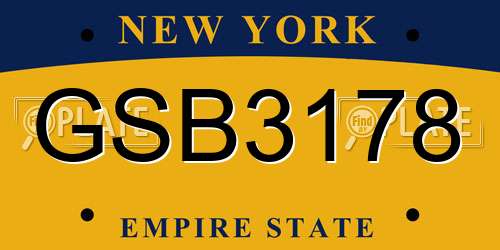 GSB3178 New York License Plate