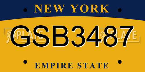 GSB3487 New York License Plate