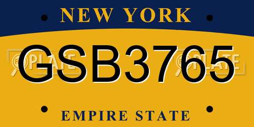 GSB3765 New York License Plate