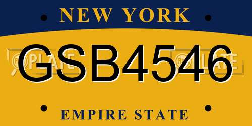 GSB4546 New York License Plate