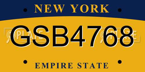 GSB4768 New York License Plate