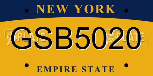 GSB5020 New York License Plate
