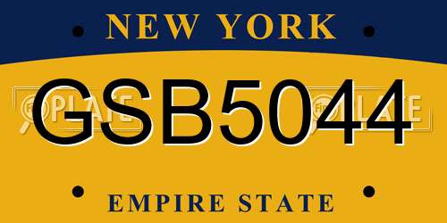 GSB5044 New York License Plate