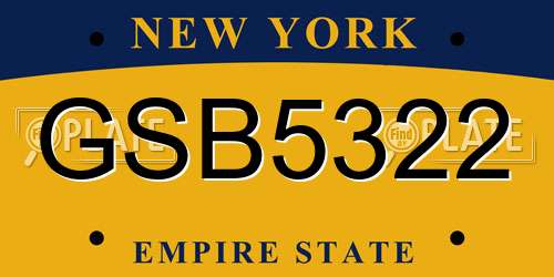 GSB5322 New York License Plate