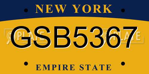 GSB5367 New York License Plate
