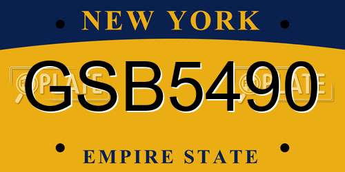 GSB5490 New York License Plate