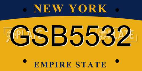 GSB5532 New York License Plate