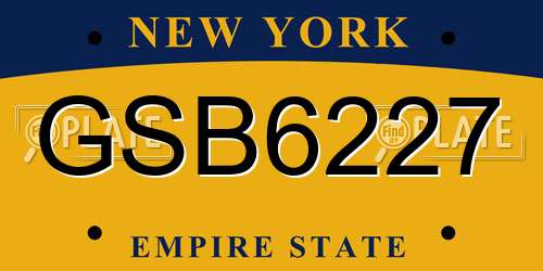 GSB6227 New York License Plate