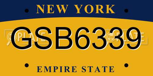 GSB6339 New York License Plate