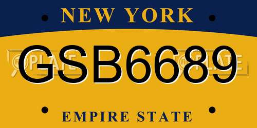 GSB6689 New York License Plate