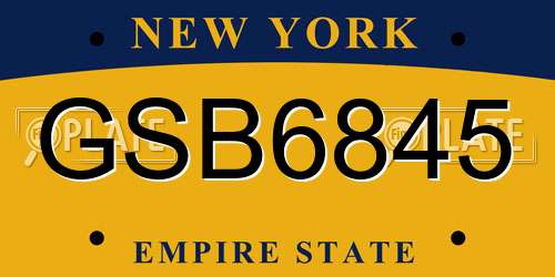 GSB6845 New York License Plate