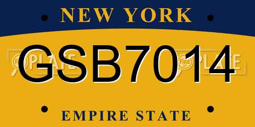GSB7014 New York License Plate