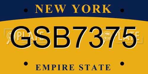 GSB7375 New York License Plate