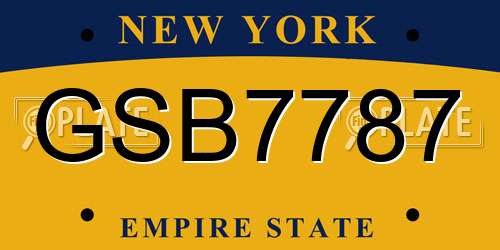 GSB7787 New York License Plate