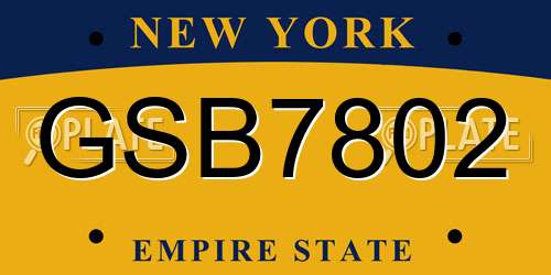 GSB7802 New York License Plate