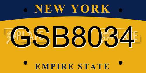 GSB8034 New York License Plate