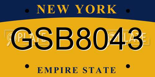 GSB8043 New York License Plate