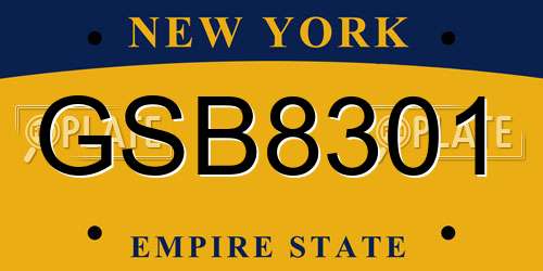 GSB8301 New York License Plate