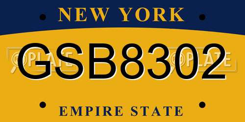 GSB8302 New York License Plate