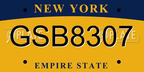 GSB8307 New York License Plate