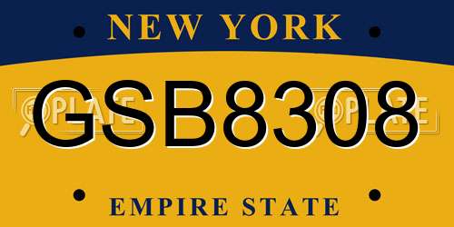 GSB8308 New York License Plate