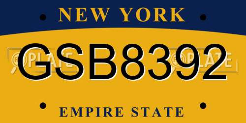 GSB8392 New York License Plate