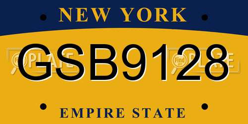 GSB9128 New York License Plate