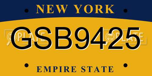 GSB9425 New York License Plate