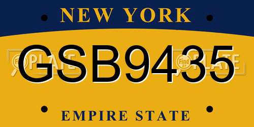 GSB9435 New York License Plate