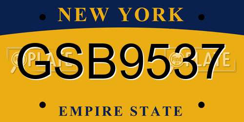 GSB9537 New York License Plate