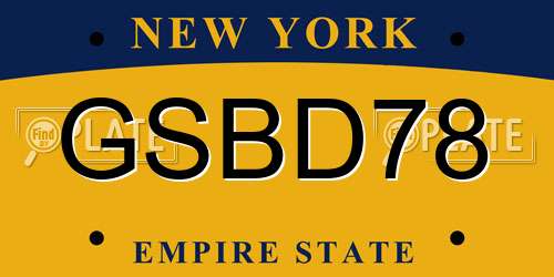 GSBD78 New York License Plate