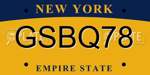 GSBQ78 New York License Plate
