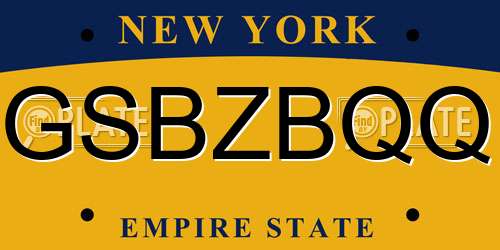 GSBZBQQ New York License Plate
