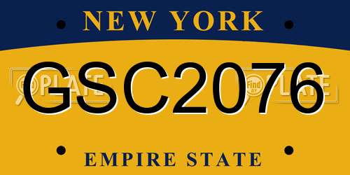 GSC2076 New York License Plate