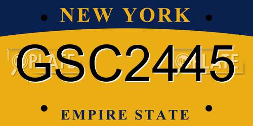 GSC2445 New York License Plate