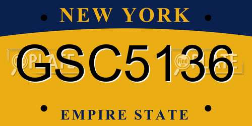 GSC5136 New York License Plate
