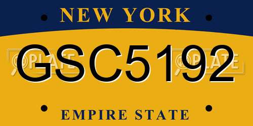 GSC5192 New York License Plate
