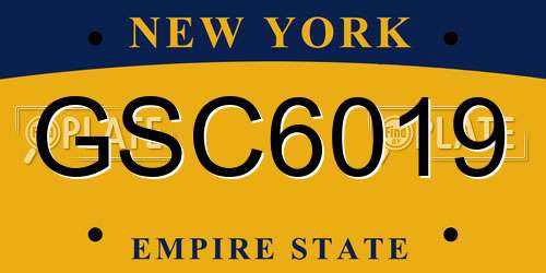 GSC6019 New York License Plate